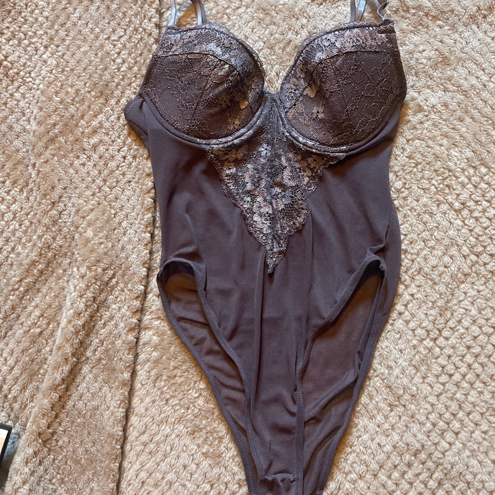 🆕 purple (unknown brand) glitter unlined bodysuit